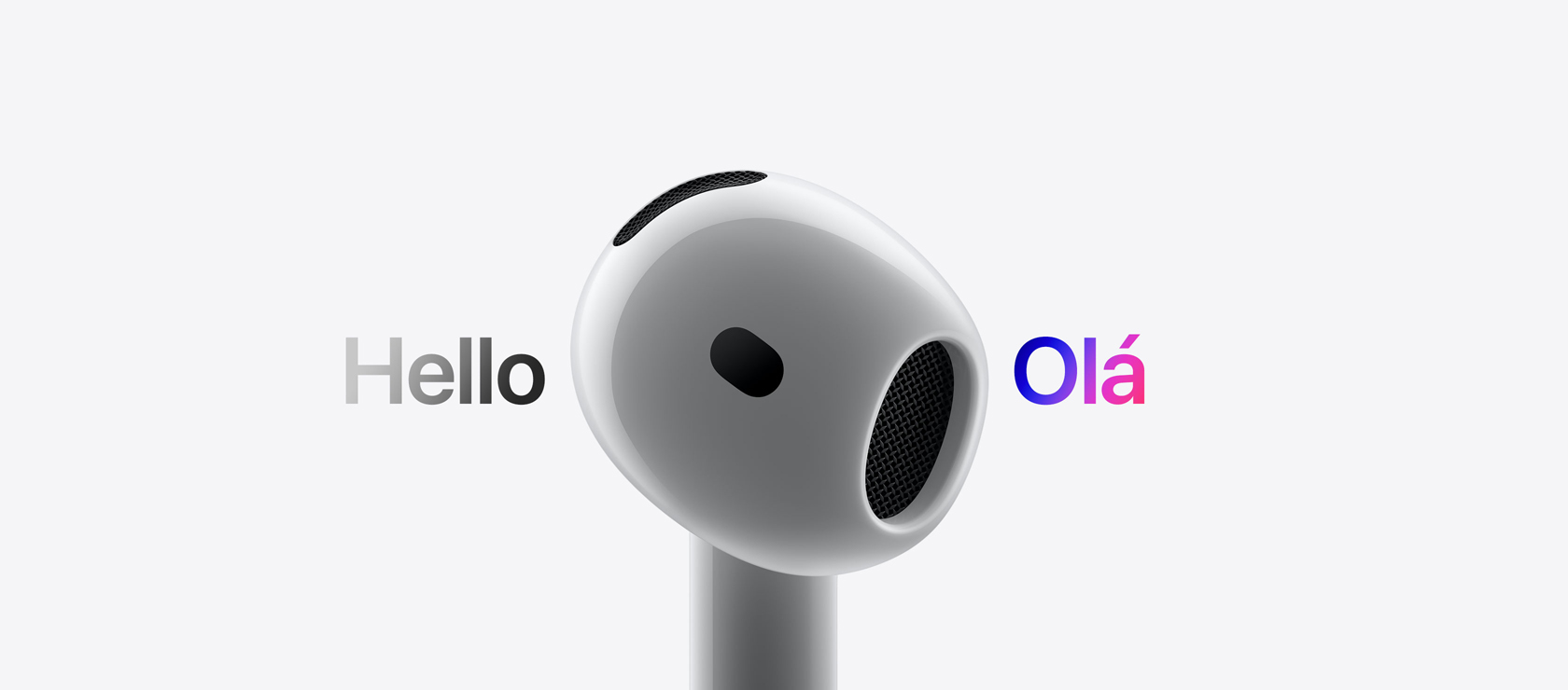 Imagem de AirPods traduzindo um idioma