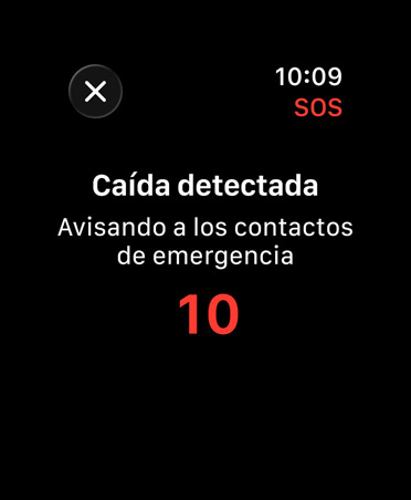 Notificación de detección de caídas, aviso a los contactos designados