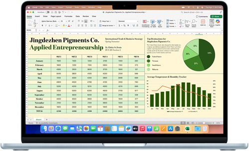 App Microsoft Excel en un MacBook Air