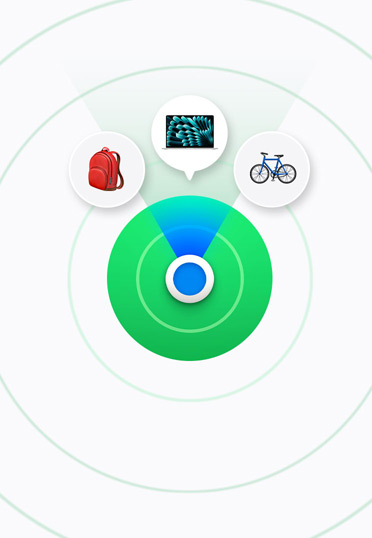 Un MacBook muestra una pantalla del iPhone a tamaño completo con varios widgets. A la izquierda, una ventana del navegador muestra un fondo colorido.