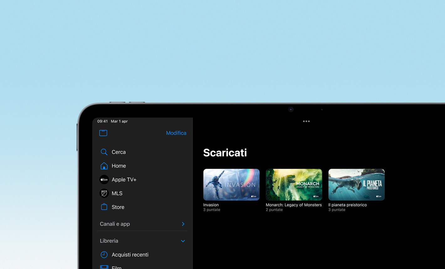 Serie TV e film scaricati su un iPad Air