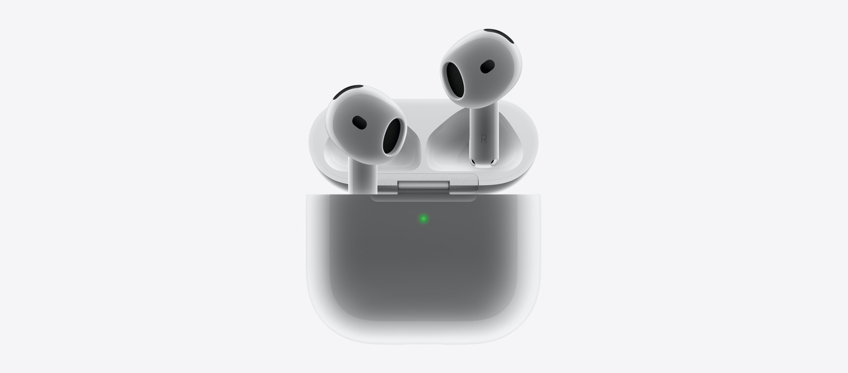 AirPods 4 pri zasunutí do nabíjacieho puzdra.