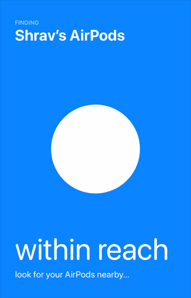 Grafika hľadáčika, ktorú používa Nájsť na určenie polohy zariadenia.