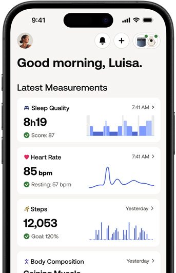 Un iPhone con la app Withings.